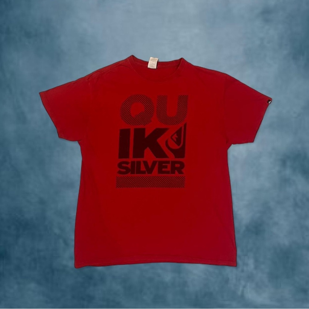 Quiksilver Red Short Sleeve Tee Vibrant Crew Neck